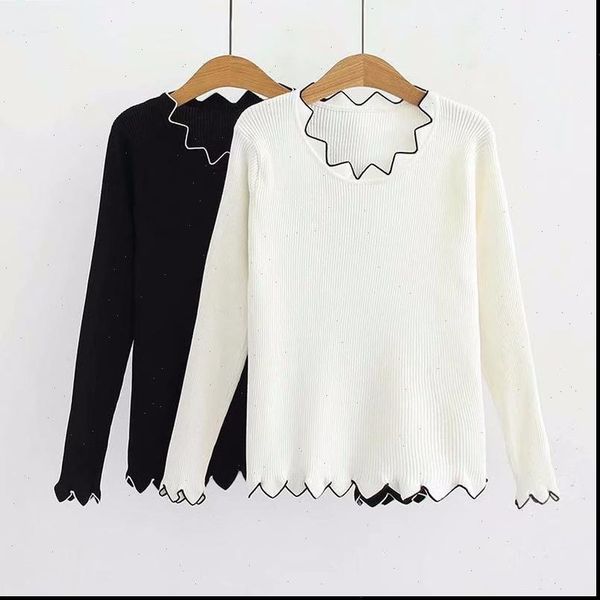 wavy edge striped knitted sweater women loose elastic large size long sleeve bottoming sweater pullover female spring autumn, White;black
wavy edge striped knitted sweater women loose elastic large size long sleeve bottoming sweater pullover female spring autumn, White;black