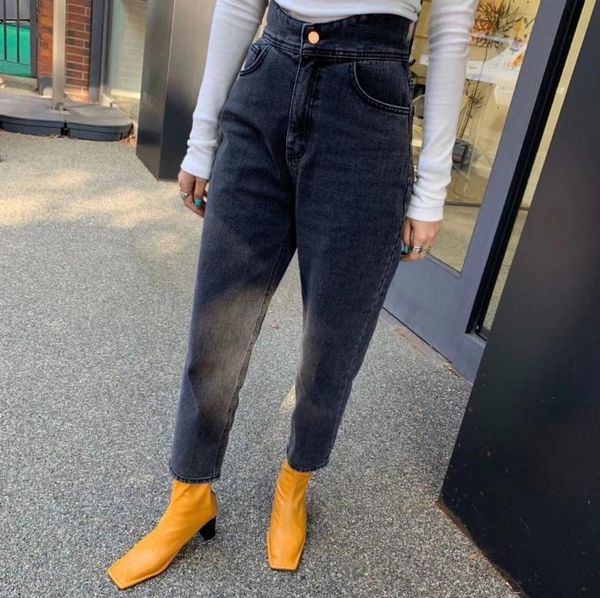 women's jeans korean version of the flower bud waist black small straight leg was thin nine points women, Blue
women's jeans korean version of the flower bud waist black small straight leg was thin nine points women, Blue