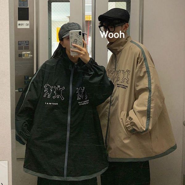 men's jackets autumn men women korean fashion trendy contrast stitching coat couples loose casual hong-kong style stand collar top, Black;brown
men's jackets autumn men women korean fashion trendy contrast stitching coat couples loose casual hong-kong style stand collar top, Black;brown