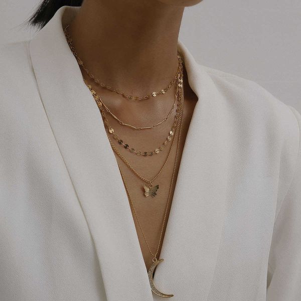 jewelry versatile temperament small butterfly personality sequin tassel chain crescent micro set necklace, Silver
jewelry versatile temperament small butterfly personality sequin tassel chain crescent micro set necklace, Silver