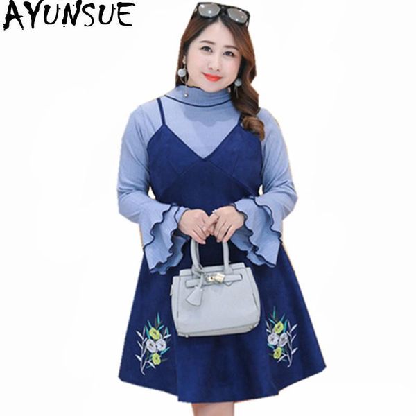 casual dresses ayunsue 2021 autumn winter dress women plus size butterfly sleeve floral suede set womens clothing vestidos wxf544, Black;gray
casual dresses ayunsue 2021 autumn winter dress women plus size butterfly sleeve floral suede set womens clothing vestidos wxf544, Black;gray