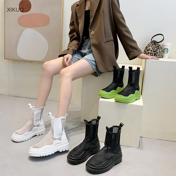 boots summer leather mesh hollow breathable women's shoes thick sole muffin wave bottom1, Black
boots summer leather mesh hollow breathable women's shoes thick sole muffin wave bottom1, Black