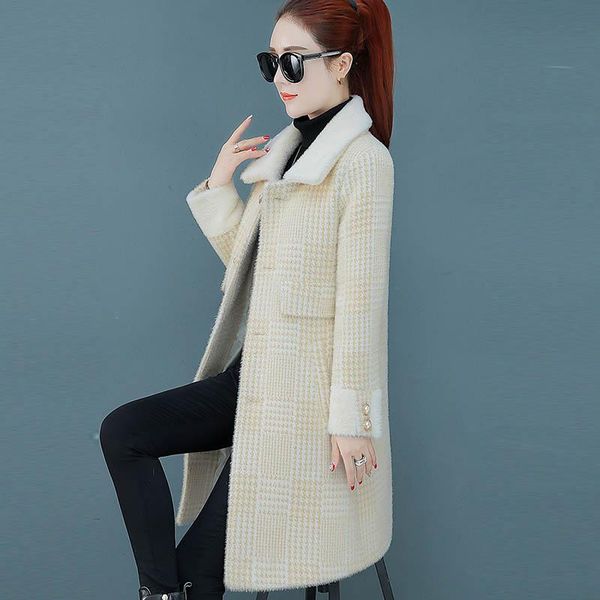 women's wool & blends woolen coat women autumn winter jacket fashion thick imitation water velvet long coats hk116, Black
women's wool & blends woolen coat women autumn winter jacket fashion thick imitation water velvet long coats hk116, Black