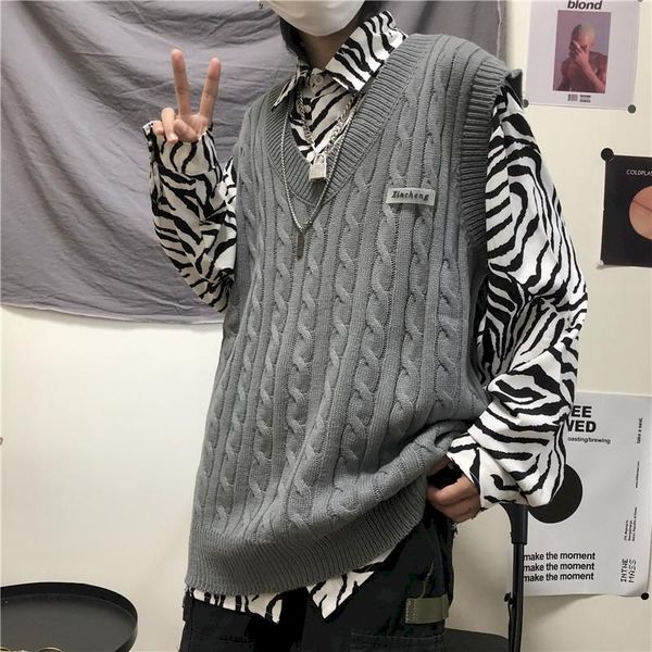 sweater vest men embroidery v-ne chic couples simple all-match sleeveless sweaters mens streetwear waistcoat vintage teens men, Black
sweater vest men embroidery v-ne chic couples simple all-match sleeveless sweaters mens streetwear waistcoat vintage teens men, Black