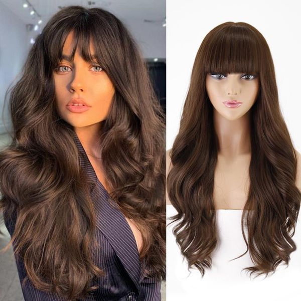 synthetic wigs long brown blonde ombre wavy with bangs natural hair for women daily cosplay heat-resistant wig, Black
synthetic wigs long brown blonde ombre wavy with bangs natural hair for women daily cosplay heat-resistant wig, Black