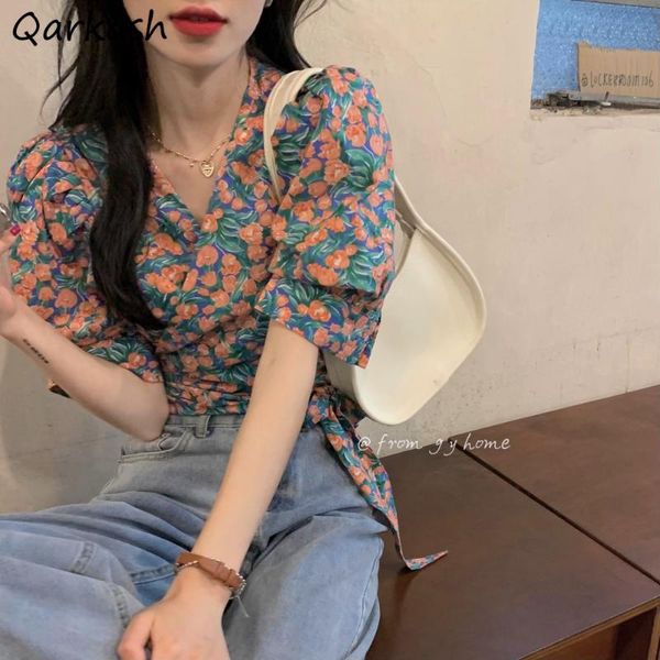 women's blouses & shirts women floral stylish casual female retro ulzzang big bow v-neck summer thin crop tender all-match soft fas, White
women's blouses & shirts women floral stylish casual female retro ulzzang big bow v-neck summer thin crop tender all-match soft fas, White
