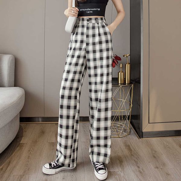 slacks women's loose summer plaid pants soft lce silk long length wide leg pants women high waisted trousers 210604, Black;white
slacks women's loose summer plaid pants soft lce silk long length wide leg pants women high waisted trousers 210604, Black;white