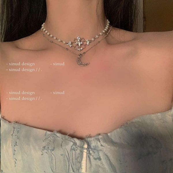 xinud upper east district elegant temperament high sense pearl neck moon double clavicle chain fairy gas versatile necklace, Silver
xinud upper east district elegant temperament high sense pearl neck moon double clavicle chain fairy gas versatile necklace, Silver