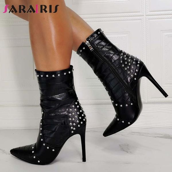 boots sarairis cool chic pointed toe fetish high heels rivets ankle booties party women shoes female, Black
boots sarairis cool chic pointed toe fetish high heels rivets ankle booties party women shoes female, Black