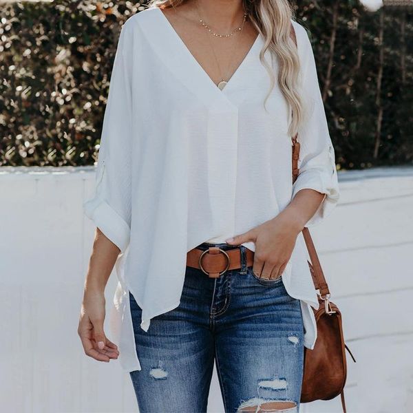 women's blouses & shirts 2021 summer ladies european and american style chiffon solid color fashion v-neck pullover long sleeve thin lo, White
women's blouses & shirts 2021 summer ladies european and american style chiffon solid color fashion v-neck pullover long sleeve thin lo, White