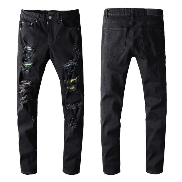 men denim cool guy designer straight motorcycle biker jeans pants fashion holes trouser, Blue
men denim cool guy designer straight motorcycle biker jeans pants fashion holes trouser, Blue