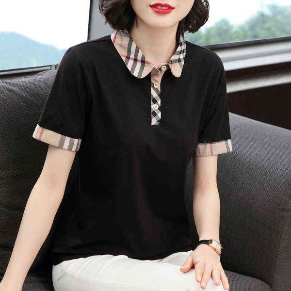 2021 short sleeve women's loose cotton 's lapel polo thin casual t-shirt trend, White
2021 short sleeve women's loose cotton 's lapel polo thin casual t-shirt trend, White