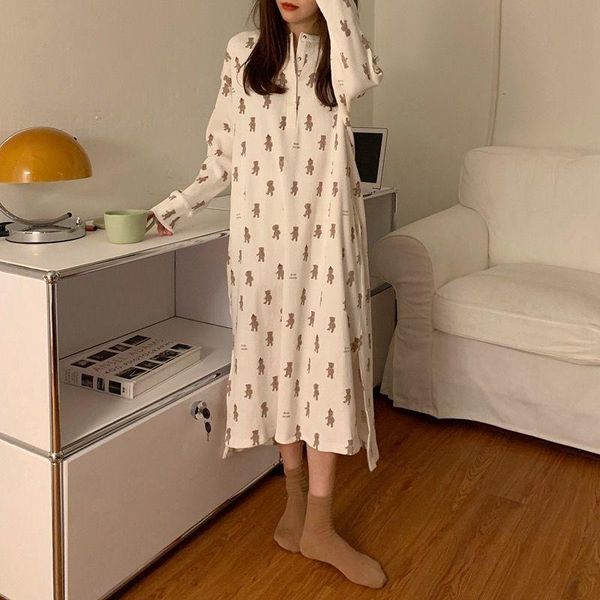 women's sleepwear qweek korean style kawaii bear print nightdress women nightgowns buttons spring autumn girls home clothes soft loose, Black;red
women's sleepwear qweek korean style kawaii bear print nightdress women nightgowns buttons spring autumn girls home clothes soft loose, Black;red