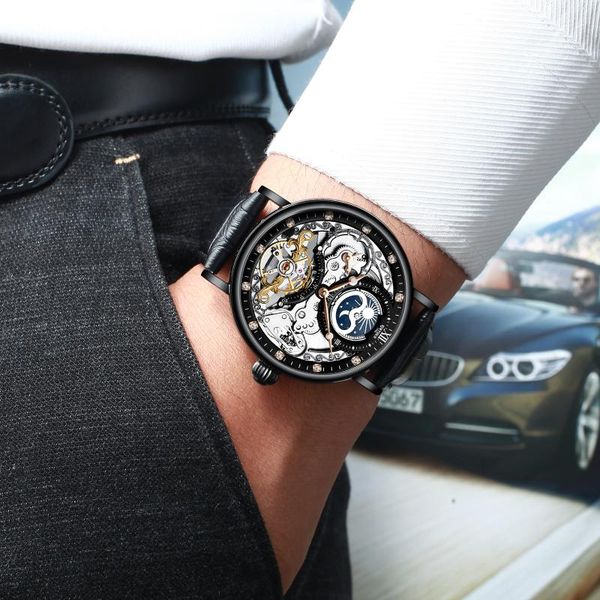 wristwatches reloj hombre luxury men mechanical wristwatch stainless steel watch brand glass watches, Slivery;brown
wristwatches reloj hombre luxury men mechanical wristwatch stainless steel watch brand glass watches, Slivery;brown