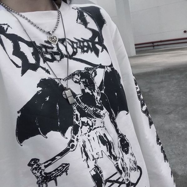 punk gothic t-shirts loose streetwear harajuku demon print summer fashion female long sleeve casual vintage women black tees, Black;green
punk gothic t-shirts loose streetwear harajuku demon print summer fashion female long sleeve casual vintage women black tees, Black;green