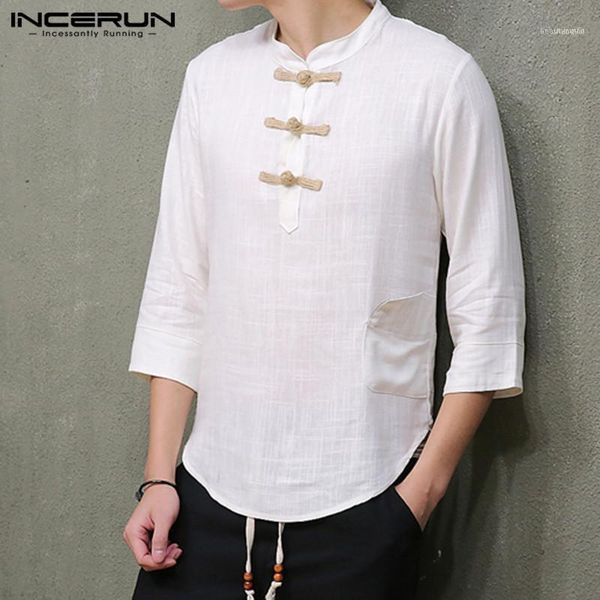 men's casual shirts incerun traditional chinese style men solid color 3/4 sleeve shirt retro street comfort joker buckle cotton blouse1, White;black
men's casual shirts incerun traditional chinese style men solid color 3/4 sleeve shirt retro street comfort joker buckle cotton blouse1, White;black