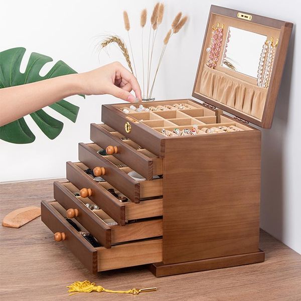 storage drawers creative multi-function solid wood six-layer jewel box large capacity with lock retro eardrop earrings necklace jewelry gift
storage drawers creative multi-function solid wood six-layer jewel box large capacity with lock retro eardrop earrings necklace jewelry gift