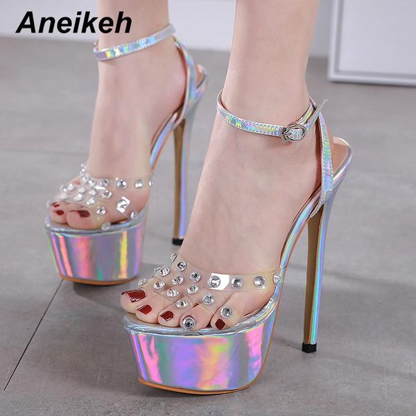 sandals aneikeh summer women shoes pvc gladiator fashion bling thin heels buckle strap back dress round toe silver 34~40, Black
sandals aneikeh summer women shoes pvc gladiator fashion bling thin heels buckle strap back dress round toe silver 34~40, Black