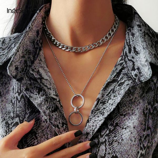 ingesight.z multi layered stainless steel miami curb chain choker necklace collar round circle ring pendant necklaces jewelry, Silver
ingesight.z multi layered stainless steel miami curb chain choker necklace collar round circle ring pendant necklaces jewelry, Silver
