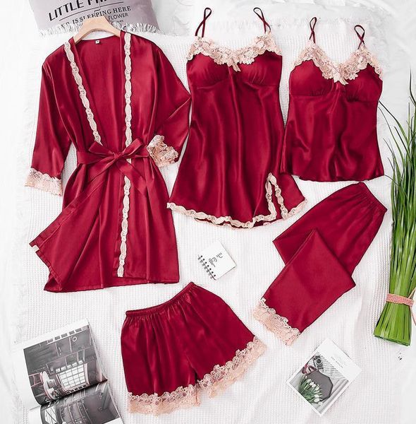 pajamas sleep sets spring robe kimono sleepwear womens 5pcs strap pants suit casual home wear nightwear bath gown, Black;red
pajamas sleep sets spring robe kimono sleepwear womens 5pcs strap pants suit casual home wear nightwear bath gown, Black;red