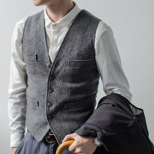 men's vests spring and autumn vintage vest men slim casual woolen single-breasted suit waistcoat, Black;white
men's vests spring and autumn vintage vest men slim casual woolen single-breasted suit waistcoat, Black;white