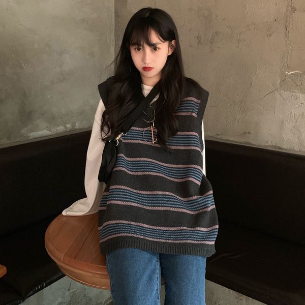 2021 new vintage pullover autumn women's harakuju v neck stripe knitted sweater vest womens(c8582) wylf, White;black
2021 new vintage pullover autumn women's harakuju v neck stripe knitted sweater vest womens(c8582) wylf, White;black