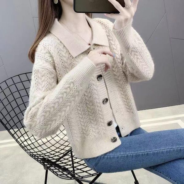 women's knits & tees knitted cardigan autumn and winter 2021 color twist foreign style with loose short sweater coat fashion, White
women's knits & tees knitted cardigan autumn and winter 2021 color twist foreign style with loose short sweater coat fashion, White