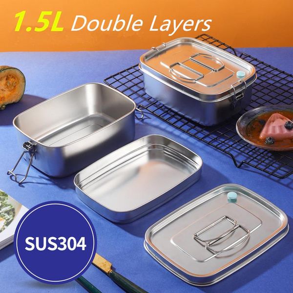 dinnerware sets large capacity 1.5l lunch box 2 layers 304 stainless steel crisper container sealed leakproof with handle
dinnerware sets large capacity 1.5l lunch box 2 layers 304 stainless steel crisper container sealed leakproof with handle