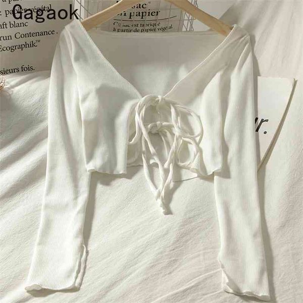 & club women knitted sweater summer solid v-neck full lace up short slim simple navel wild cardigans 210531, White
& club women knitted sweater summer solid v-neck full lace up short slim simple navel wild cardigans 210531, White