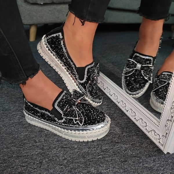 2021 new women spring shining rhinestone slip on loafers with cute bowknot thick botton casual female ladies flat shoes ioyu, Black
2021 new women spring shining rhinestone slip on loafers with cute bowknot thick botton casual female ladies flat shoes ioyu, Black