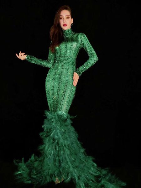 long green glowing bodycon glitter beads dressed in feathers dj club party dancer costume fxsk, White
long green glowing bodycon glitter beads dressed in feathers dj club party dancer costume fxsk, White