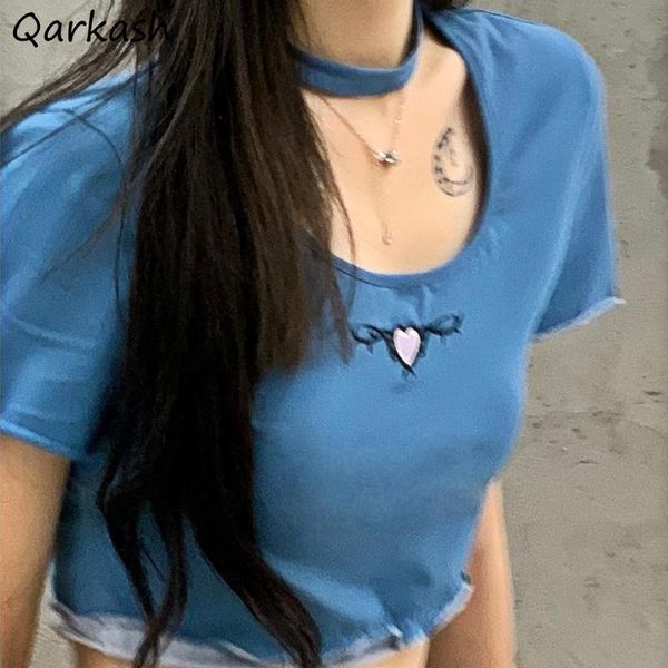 women's t-shirt women summer crop t-shirts embroidery patchwork fake two pieces all-match slender streetwear line chic girls, White
women's t-shirt women summer crop t-shirts embroidery patchwork fake two pieces all-match slender streetwear line chic girls, White