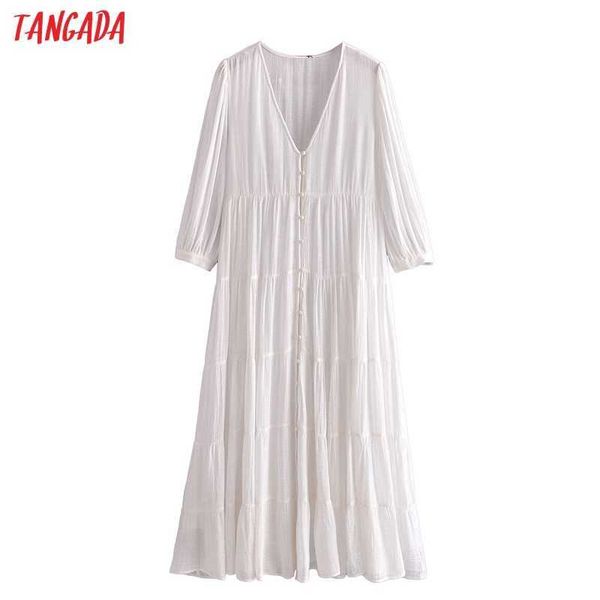 tangada fashion women white cotton loose dress vintage buttons v neck ladies long dress 3h395 210609, Black;gray
tangada fashion women white cotton loose dress vintage buttons v neck ladies long dress 3h395 210609, Black;gray