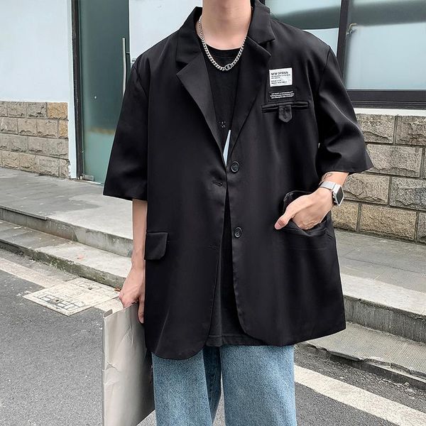men's suits & blazers korean casual loose trendy jackets 2021 summer half sleeve fashion hip hop streetwear vintage male clothing, White;black
men's suits & blazers korean casual loose trendy jackets 2021 summer half sleeve fashion hip hop streetwear vintage male clothing, White;black