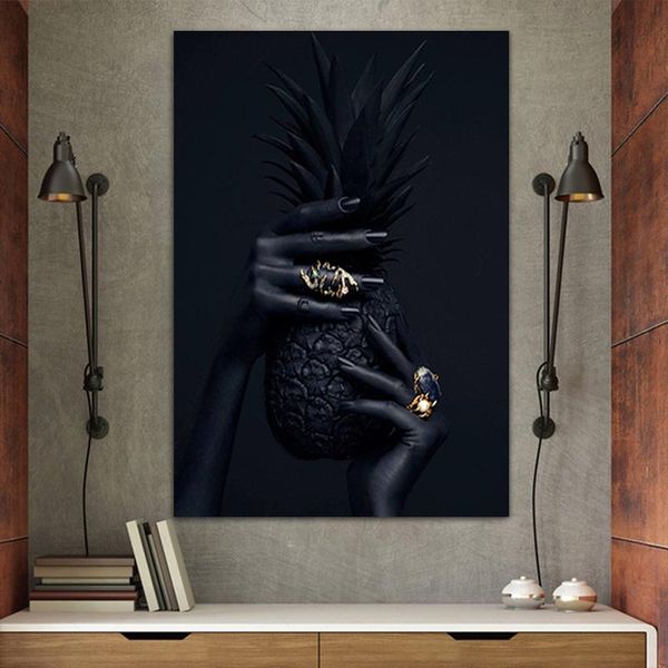 paintings modern art canvas painting black hand and pineapple picture posters prints nordic wall living room decor
paintings modern art canvas painting black hand and pineapple picture posters prints nordic wall living room decor