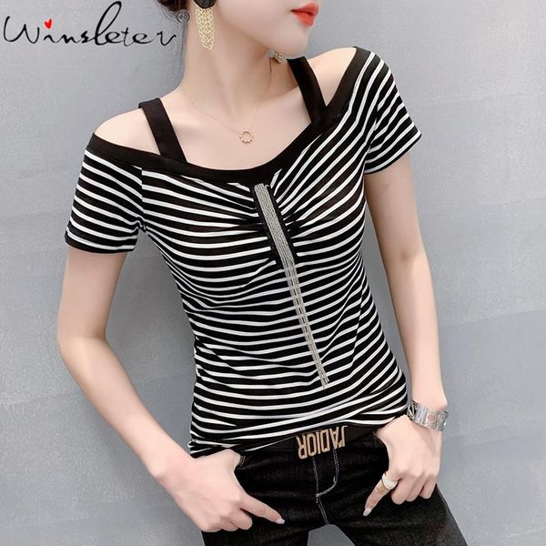 women's t-shirt summer european clothes cotton slim fashion off shoulder tassels women short sleeve all match tees t14809a, White
women's t-shirt summer european clothes cotton slim fashion off shoulder tassels women short sleeve all match tees t14809a, White