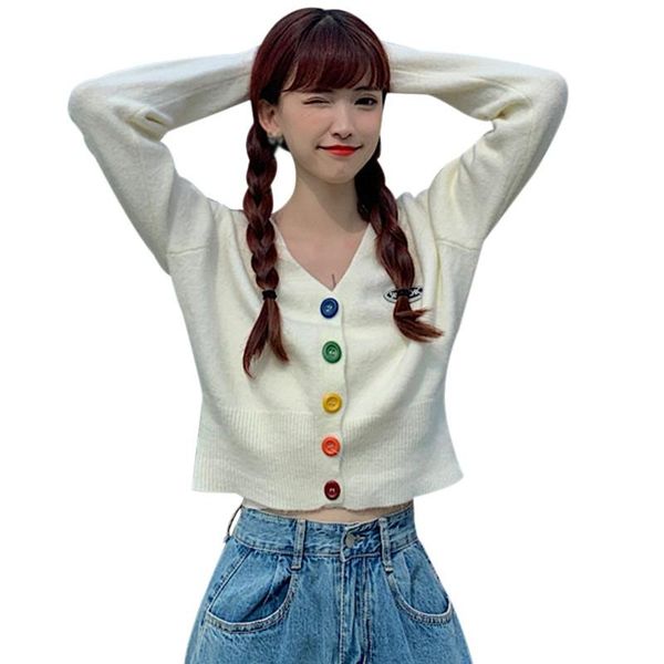 women's knits & tees korean cardigan women color button v-neck long-sleeved knitted girls spring short sweaters z, White
women's knits & tees korean cardigan women color button v-neck long-sleeved knitted girls spring short sweaters z, White