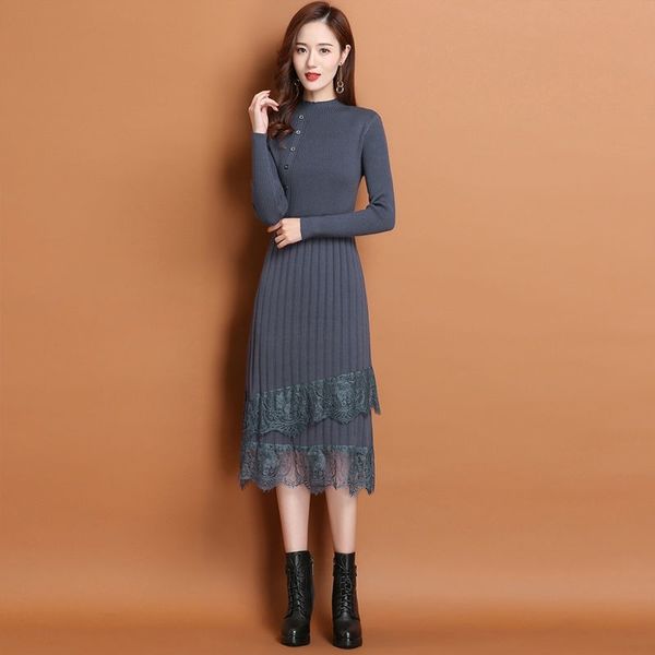 korean sweater dress women autumn winter 2021 long sleeve dress elegant lace-up knitted plus size dress midi vestidos, Black;gray
korean sweater dress women autumn winter 2021 long sleeve dress elegant lace-up knitted plus size dress midi vestidos, Black;gray