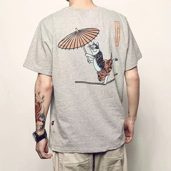 mens loose harajuku cat printed tee japan style high street summer tshirt short sleeve male streetwear, White;black
mens loose harajuku cat printed tee japan style high street summer tshirt short sleeve male streetwear, White;black