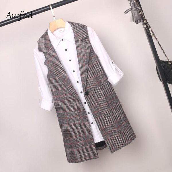 women's vests aucfzid autumn plaid vest blazer women oversize long waistcoat streetwear casual jacket boyfriend coat a231, Black;white
women's vests aucfzid autumn plaid vest blazer women oversize long waistcoat streetwear casual jacket boyfriend coat a231, Black;white