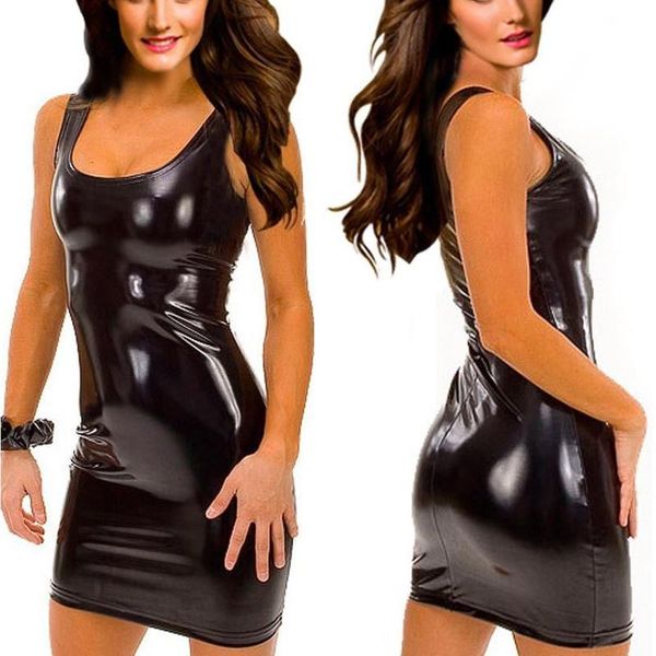 women bodycon dress punk womens square collar bag hip sleeveless leather sheath dress elegant backless cosplay robe, Black;gray
women bodycon dress punk womens square collar bag hip sleeveless leather sheath dress elegant backless cosplay robe, Black;gray