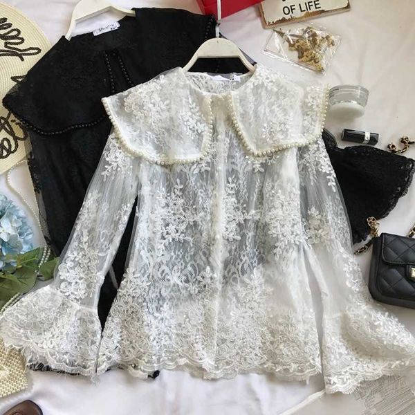 womens and blouses autumn winter vintage solid peter flare sleeve sweet japanese korean flare style 210601, White
womens and blouses autumn winter vintage solid peter flare sleeve sweet japanese korean flare style 210601, White