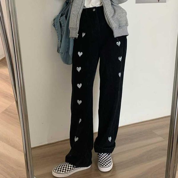 women's jeans for women 2021 heart printing loose slimming brushed thickened straight wide leg pants autumn and winter trousers, Blue
women's jeans for women 2021 heart printing loose slimming brushed thickened straight wide leg pants autumn and winter trousers, Blue