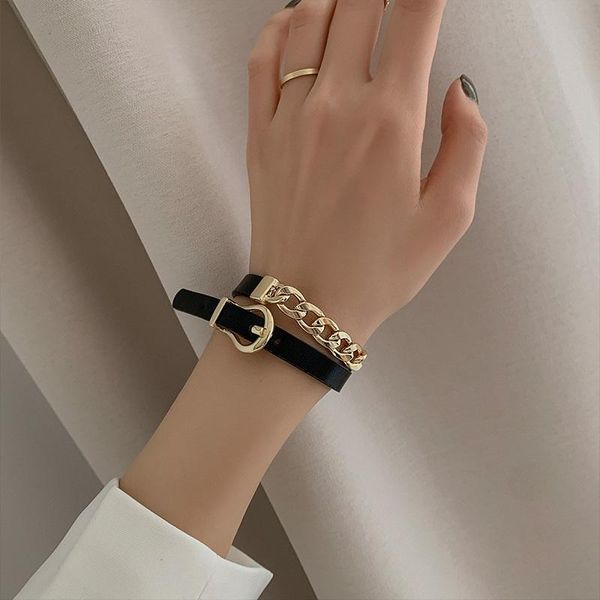 chokers amorcome belt charm chain leather bracelets for women men double layer wrap couple gifts fashion jewelry wholesale, Golden;silver
chokers amorcome belt charm chain leather bracelets for women men double layer wrap couple gifts fashion jewelry wholesale, Golden;silver