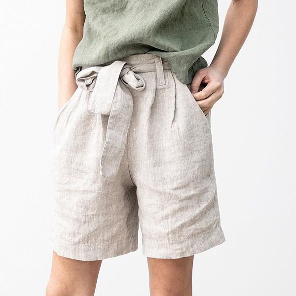 women's shorts johnature summer linen women 2021 casual vintage loose sashes elastic waist pockets straight female, White;black
women's shorts johnature summer linen women 2021 casual vintage loose sashes elastic waist pockets straight female, White;black