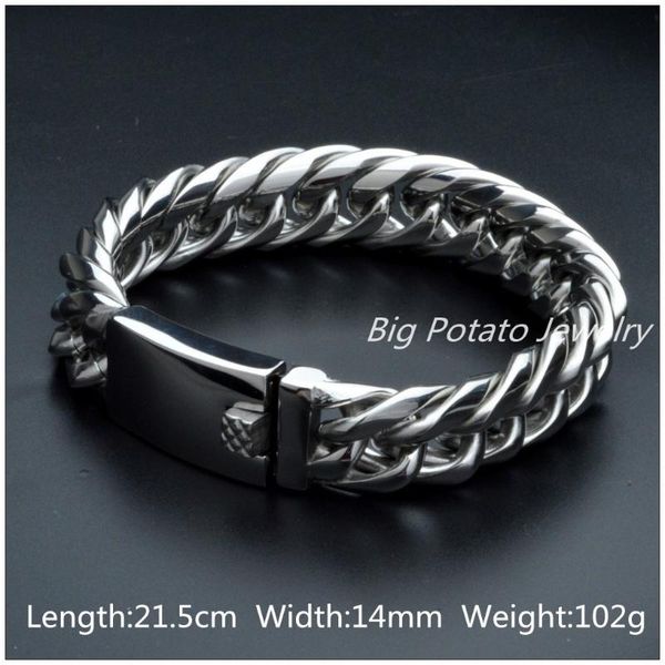charm bracelets 8.46" cool fashion 316l stainless steel silver color curb cuban chain men's bracelet bangle sale bling gift, Golden;silver
charm bracelets 8.46" cool fashion 316l stainless steel silver color curb cuban chain men's bracelet bangle sale bling gift, Golden;silver