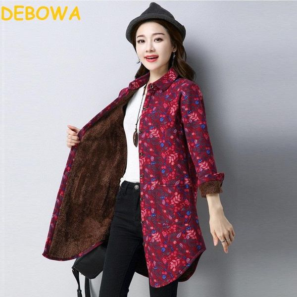 women's blouses & shirts debowa winter folk style floral print thick velvet women shirt warm thicken cotton blouse long outwear 4xl, White
women's blouses & shirts debowa winter folk style floral print thick velvet women shirt warm thicken cotton blouse long outwear 4xl, White