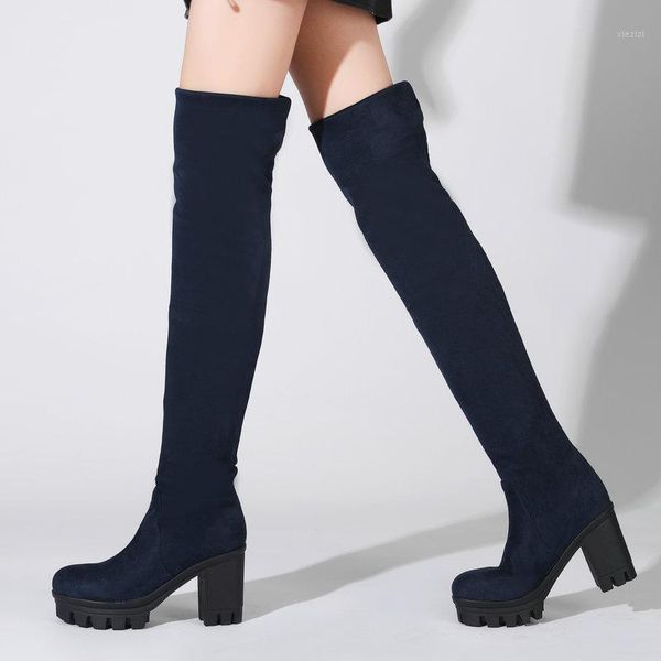 boots 2022 fashion stretch knee high flock platform women chunky heel long slip on autumn winter shoes, Black
boots 2022 fashion stretch knee high flock platform women chunky heel long slip on autumn winter shoes, Black