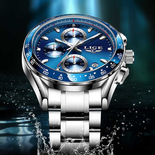 fashion mens watches stainless steel lige brand luxury waterproof sports chronograph quartz men's relogio masculino 210728, Slivery;brown
fashion mens watches stainless steel lige brand luxury waterproof sports chronograph quartz men's relogio masculino 210728, Slivery;brown