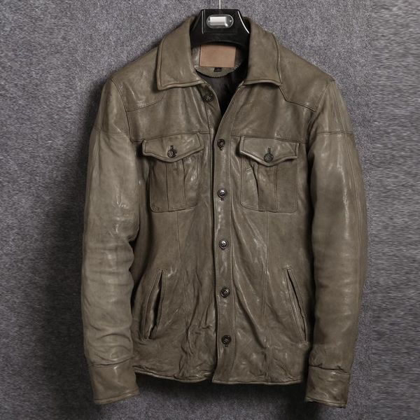 men's leather & faux brown 2021 light men japan style casual jacket single breasted genuine sheepskin spring slim fit fashion natural c, Black
men's leather & faux brown 2021 light men japan style casual jacket single breasted genuine sheepskin spring slim fit fashion natural c, Black